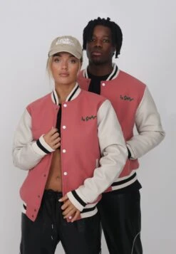 Lamar Varsity Jacket Unisex - Imitatieleren Jas - Coral -Dameskledingwinkel 5765faf6aef0490c9dfd6eceed611a3d