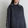 Sandro Oversize Double Face Coat With Eyelet - Halflange Jas - Gris Foncé -Dameskledingwinkel 597b611ff39a4df79c758b39758dae32