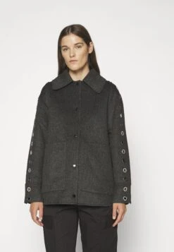 Sandro Oversize Double Face Coat With Eyelet - Halflange Jas - Gris Foncé -Dameskledingwinkel 70081d47288d4c67b74fa81512952017