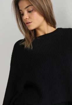 Even&Odd Cropped Jumper - Trui - Black -Dameskledingwinkel 7158b709a0b24b25bcc975a88a9dfa80