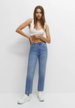 PULL & BEAR High Waist - Straight Leg Jeans - Stone Blue Denim -Dameskledingwinkel 9142a9cd28ec45cab094c96f4619ffe7