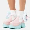 KOI FOOTWEAR Melanie Martinez Sweet Teddy Bear Platform Boots - Korte Laarzen - Blue/Pink/White -Dameskledingwinkel b5473789303b423684342dcaedeab273