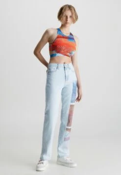 Calvin Klein Jeans High Rise Printed - Straight Leg Jeans - Denim Light -Dameskledingwinkel c53fdbe435194f979cd9e67c93dae2fd