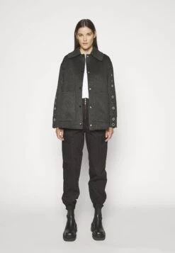 Sandro Oversize Double Face Coat With Eyelet - Halflange Jas - Gris Foncé -Dameskledingwinkel d1788a61fcc14b19a7e93c77ce13ac00