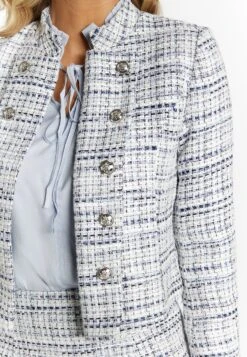 Faina Bouclé - Blazer - Blau Mehrfarbig -Dameskledingwinkel f8509fe12c2a4505be7d60002b7c5323